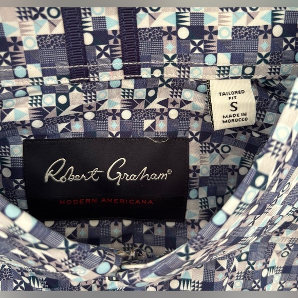Robert Graham Modern Americana Blue Stretch Shirt Tailored Fit Size Small $178 - Picture 3 of 7